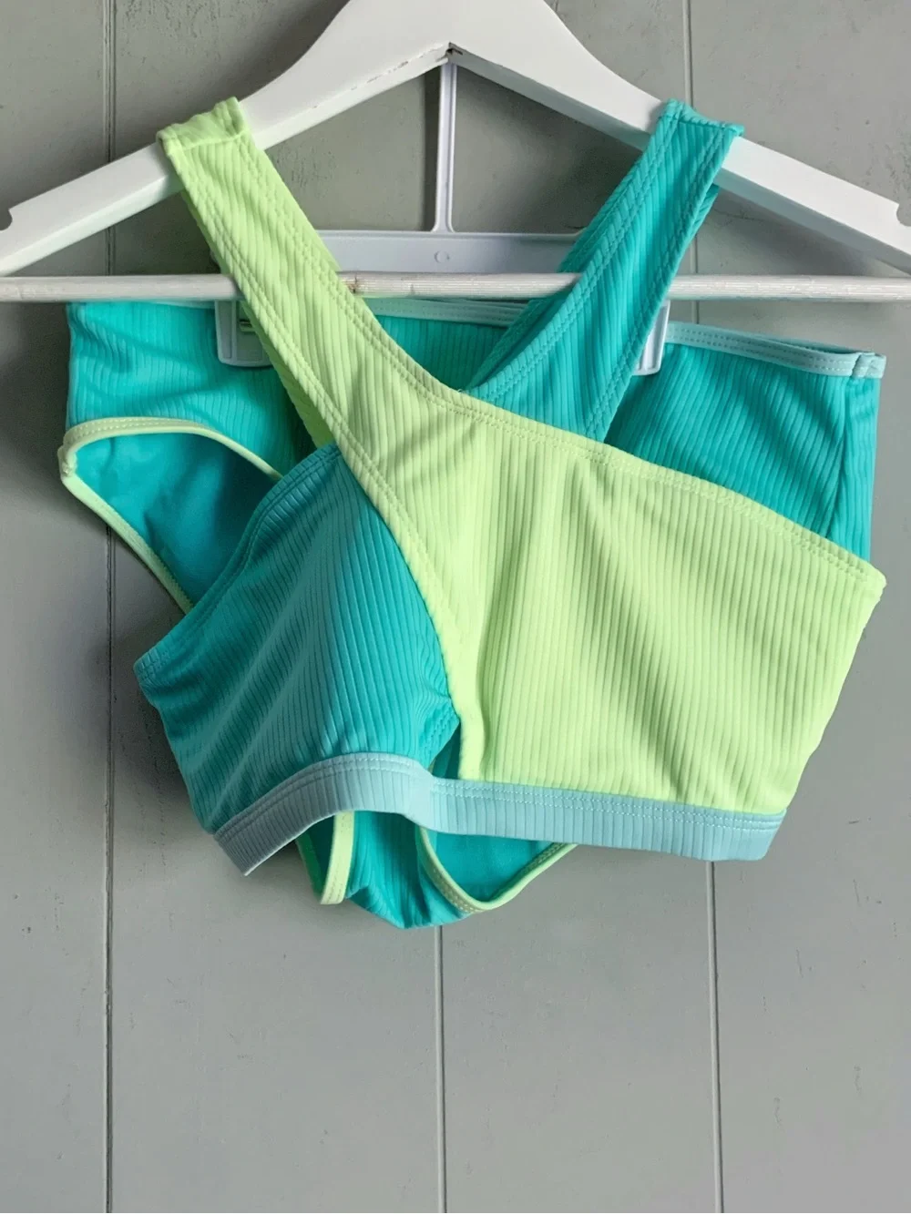 Justice Girls Contrast Cross Strap Two-Piece Swimsuit Bikini XL (16/18)